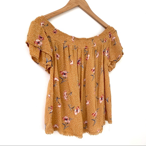 Xhillaration Yellow Off Shoulder Floral Top - Picture 5 of 11